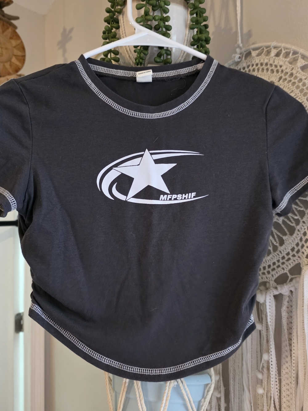 SHEIN Gray Tee with White Star Graphic